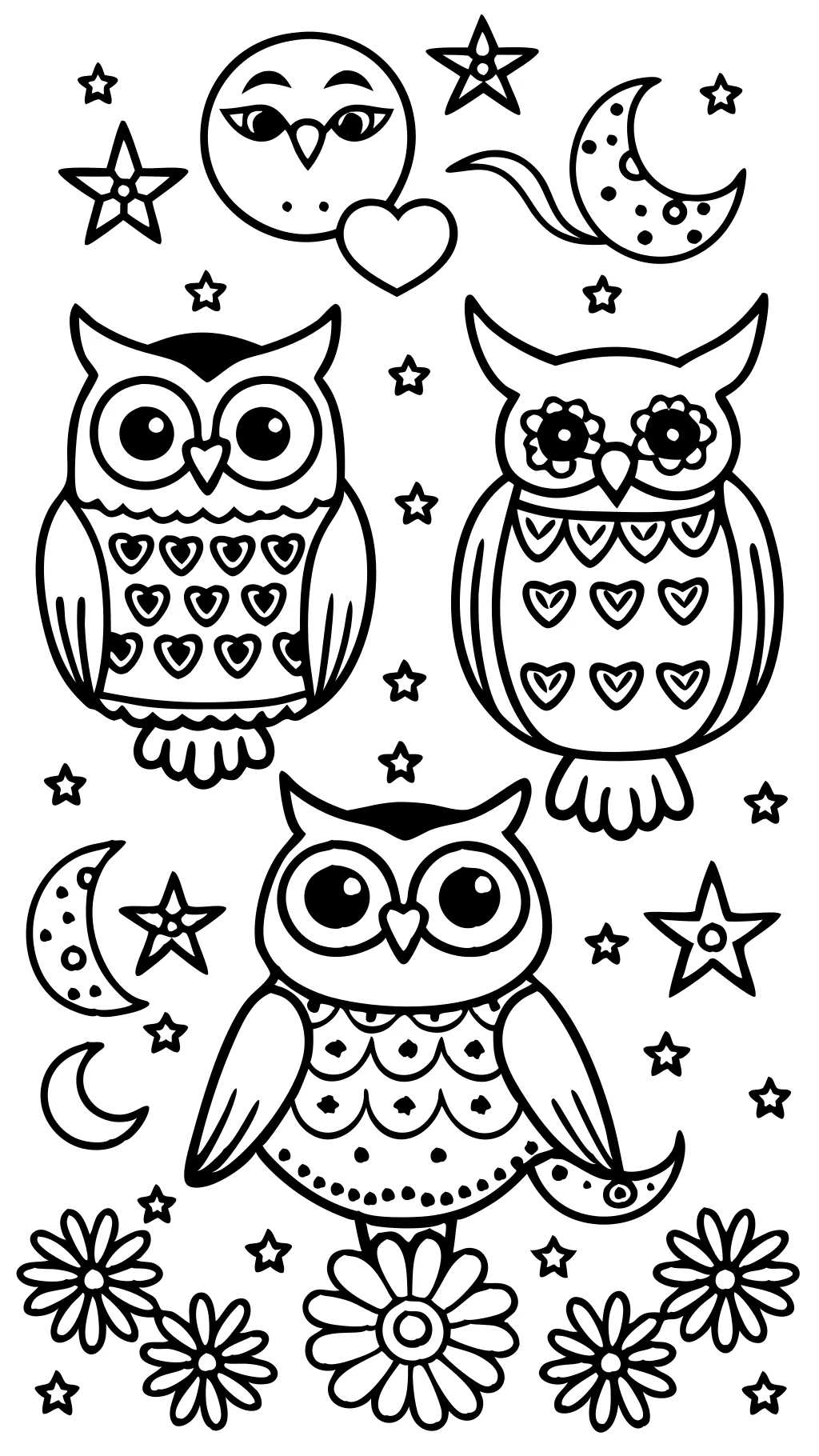 coloriages de hibou colorés